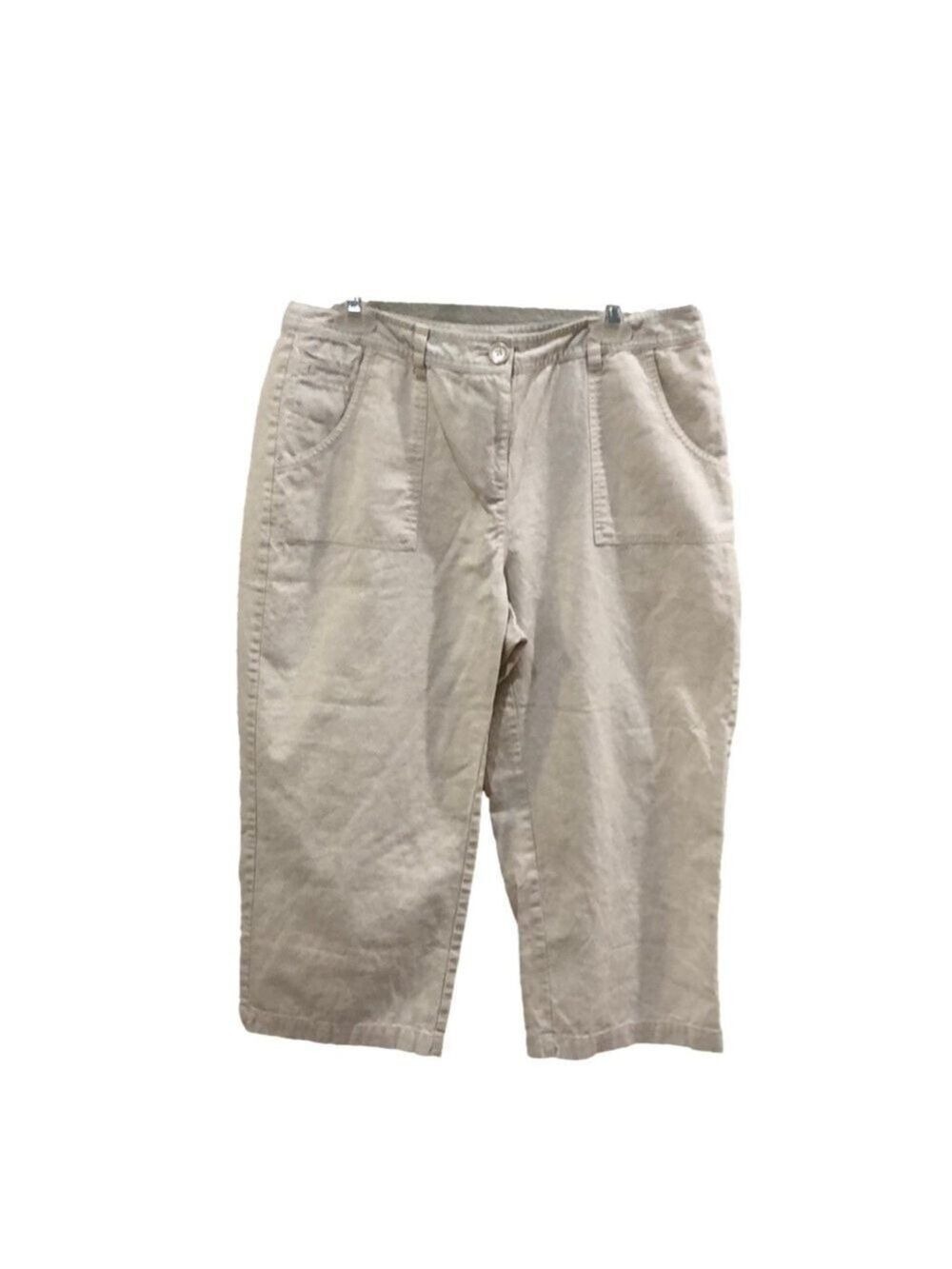LIZ CLAIBORNE linen blend wide leg cropped pants. Size 12 beach summer vacation